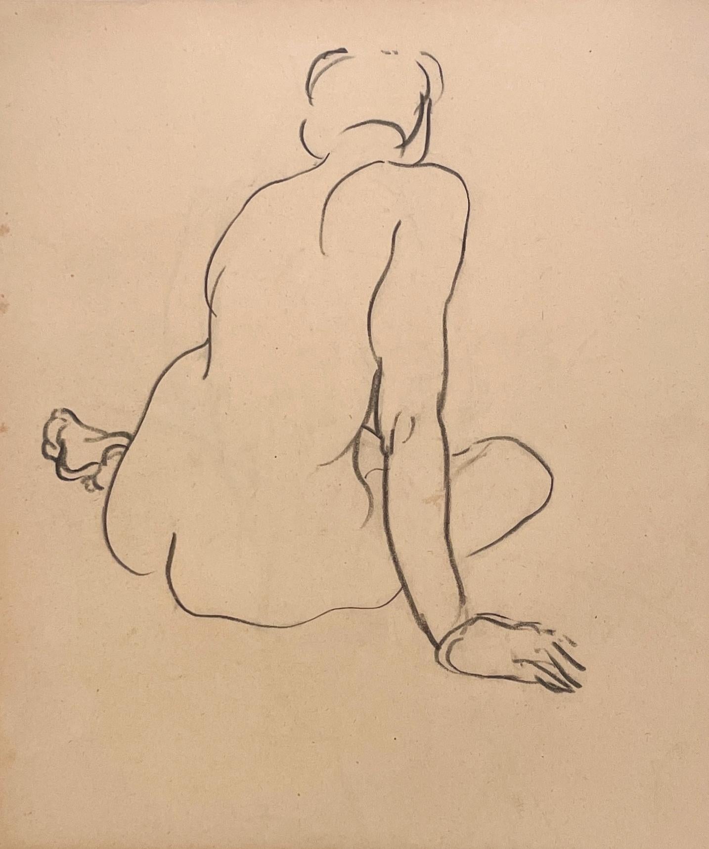 A Fine, Modern 1930s Art Deco Female Figure Study (Seated Nude, Back)