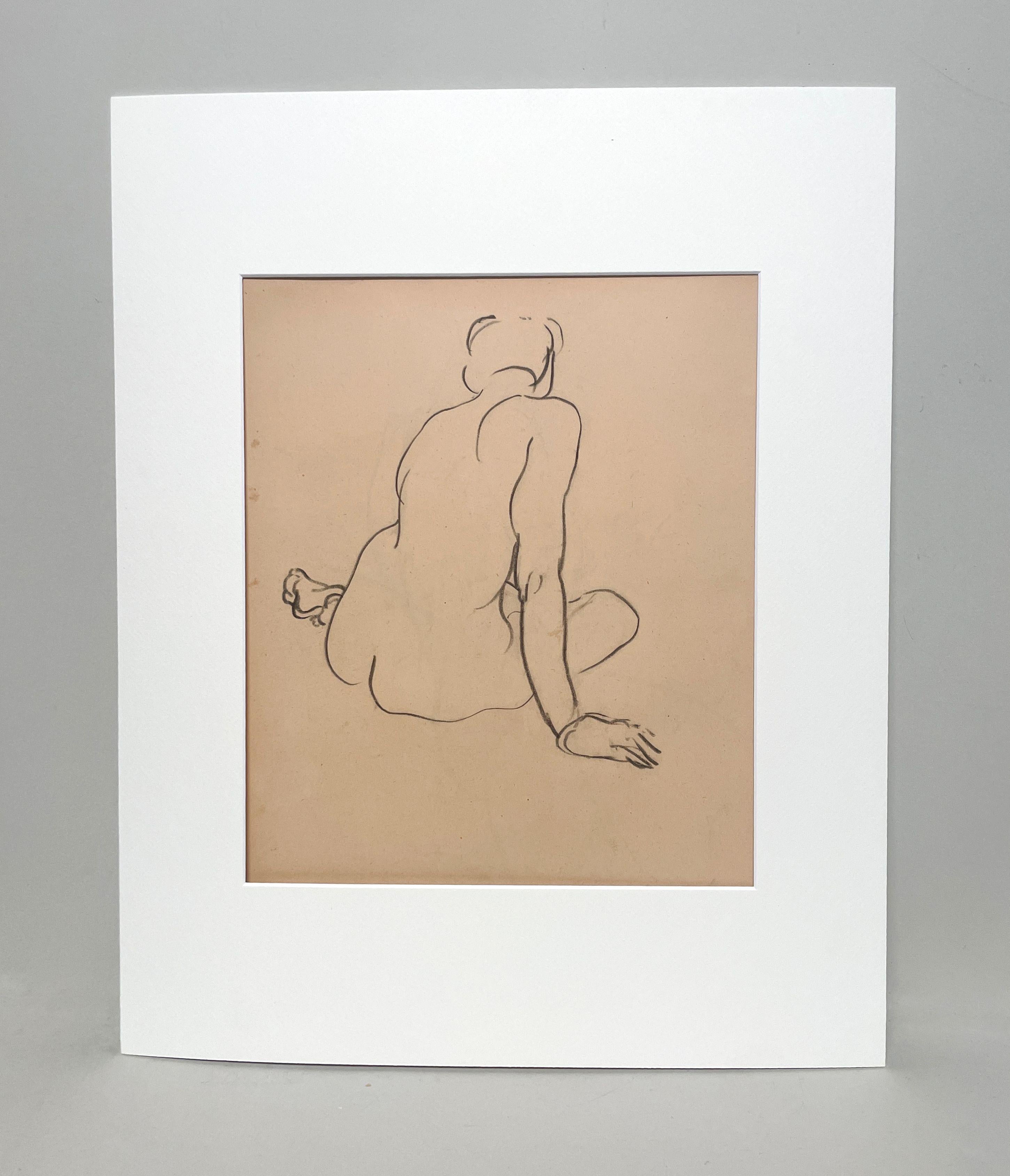 A Fine, Modern 1930s Art Deco Female Figure Study (Seated Nude, Back)