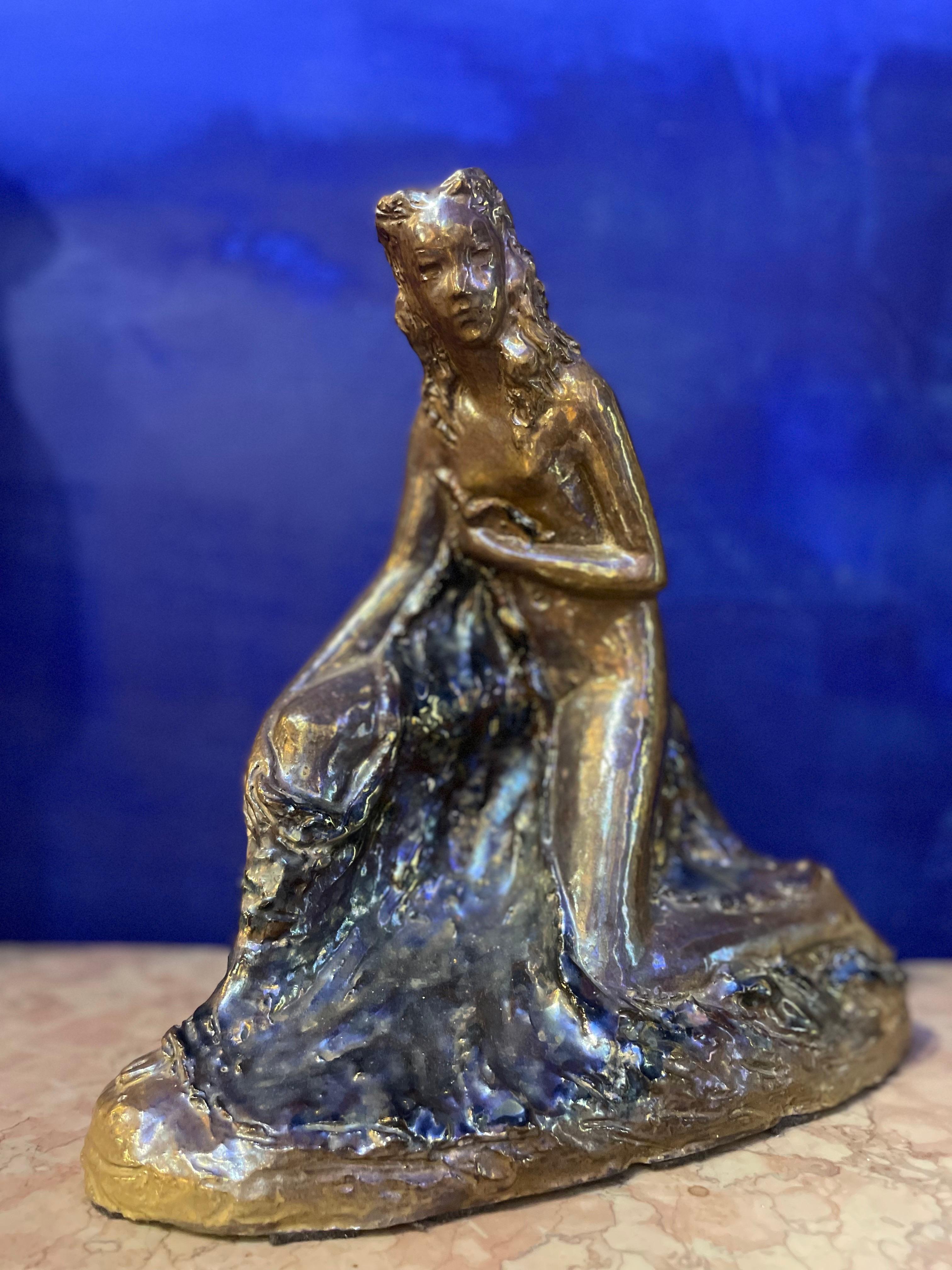 Italian Art Deco Female nude sculpture by Vincenzo Ossani. Ceramic. Faenza. ‘30