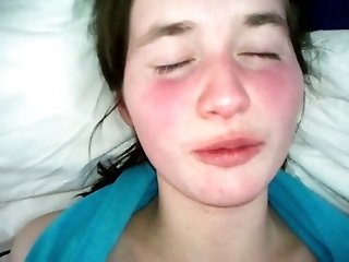 Happy teen with flushing cheeks was blowing my friend's dick nonstop