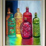 Painting of colored bottles