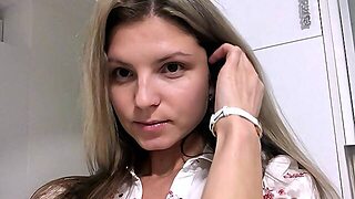 Busty Curly Brunette With Big Boobs Fucks On Couch