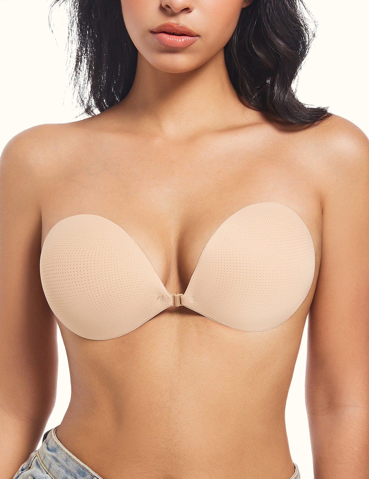 FallSweet bra beige / A "Invisible Bra" Adhesive Bra Backless Strapless Sticky No Show Reusable