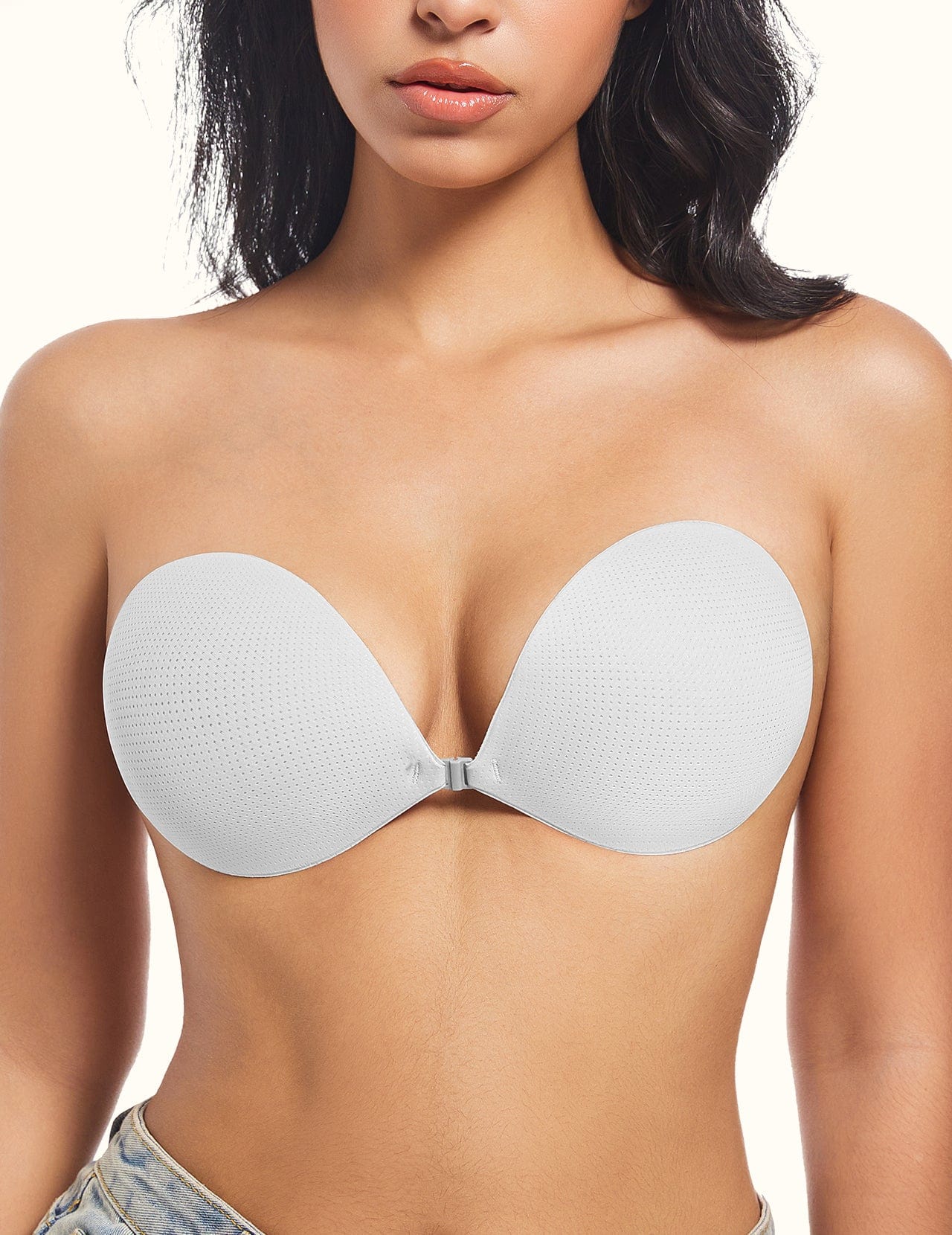 FallSweet bra gray / A "Invisible Bra" Adhesive Bra Backless Strapless Sticky No Show Reusable