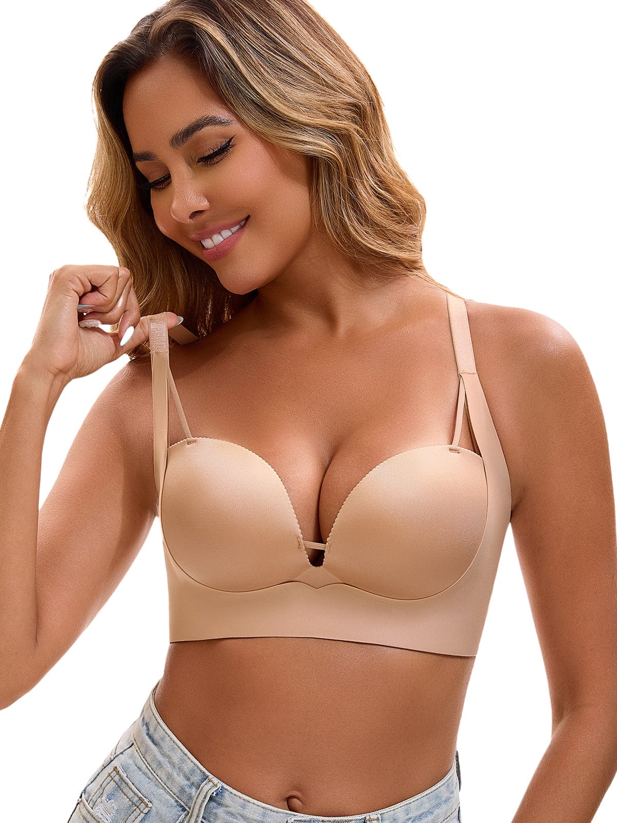 FallSweet Push up Bras Fallsweet Push Up Bras for Women Wireless Add 2 Cups Padded Brassieres