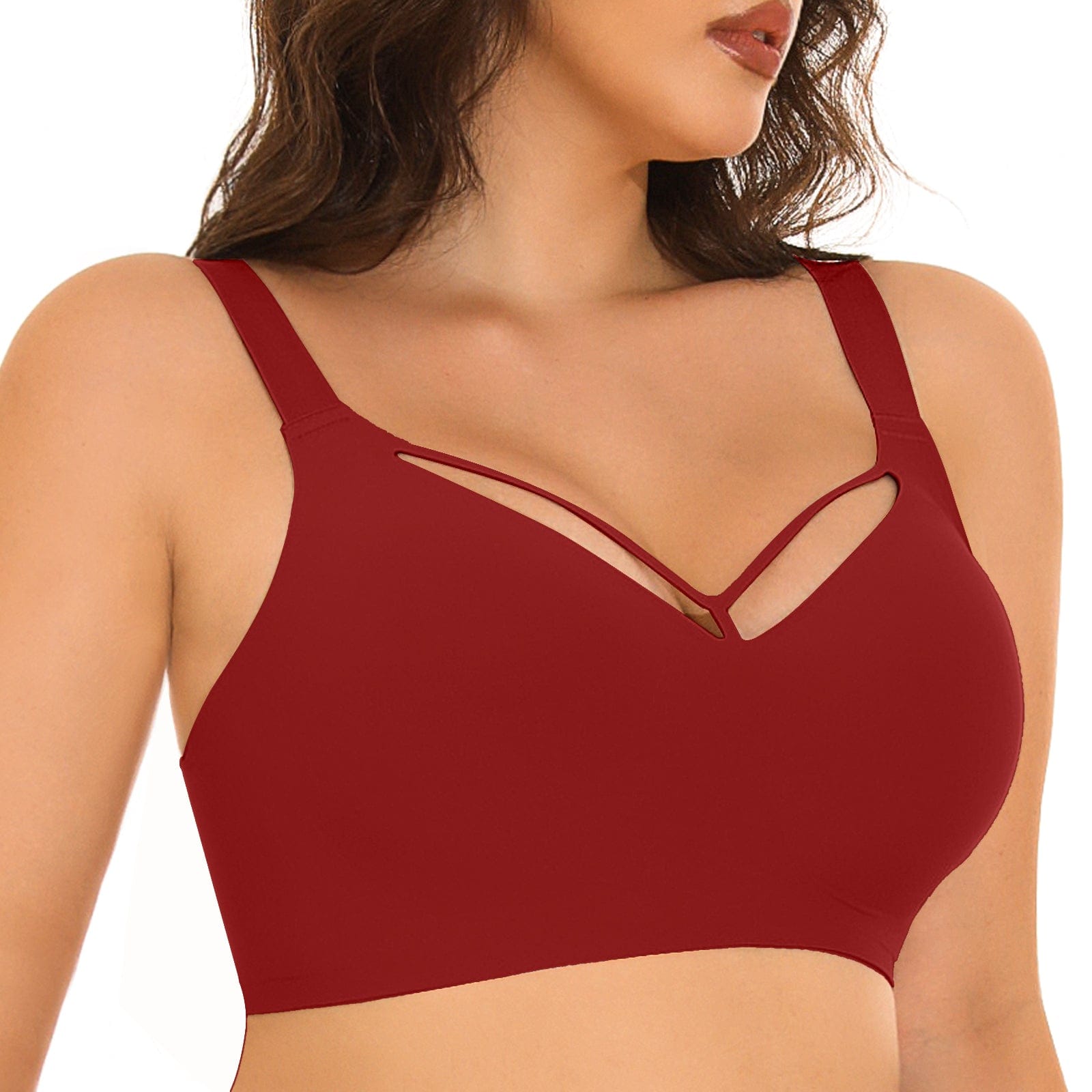 FallSweet Wireless Bras Red / S Wireless Seamless V Neck Bras for Women Plus Size Smooth Bralettes