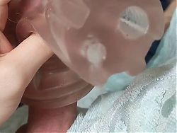 A young boy plays with his huge and thick dick until he cums