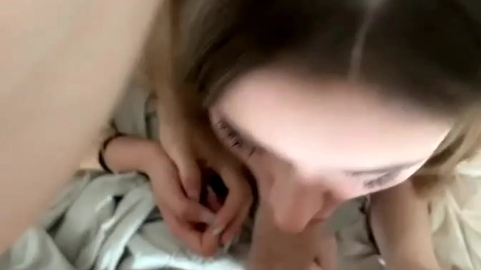 Bronwin sucking her boyfriends cock in the bedroom