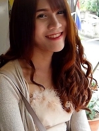 18 year old horny Thai ladyboy Phone with big boobs does a striptease