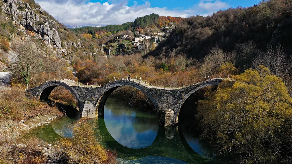 Noutsos Bridge, a single-arch stone bridge in Epirus, Greece (Credit: Alamy)