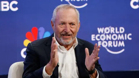 Larry Summers pictured speaking at a forum in Davos, Switzerland in January 2025