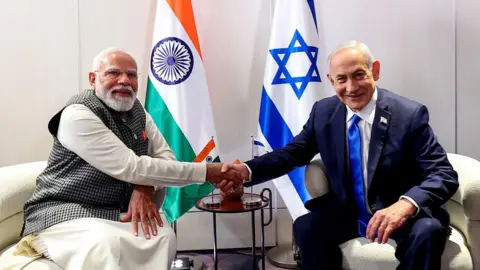 Indian Prime Minister Narendra Modi meets with Prime Minister of Israel Benjamin Netanyahu in New Delhi, India on February 25, 2026.