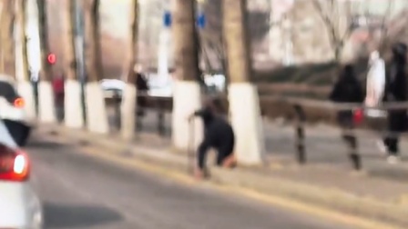 老人在路边不慎跌倒，路过司机暖心出手