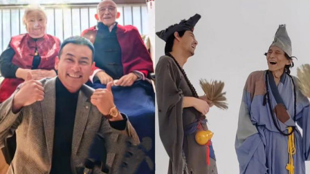 92岁游本昌回家过年 关门弟子来拜年