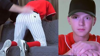 Baseball, BDSM, Boy, Gay, 18 Year Old Straight Boy Spanked in a Baseball Uniform