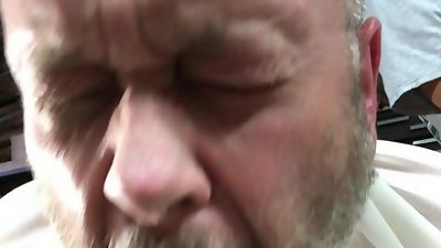 Amateur, Ass, At Work, Balls, Spanked in Skirt and Purple Panties