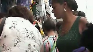 A spy cam upskirt video of an unwarned hot ebony girl