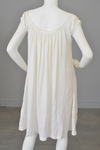 1930s White Linen/Flax Trapeze Peasant Nightie Dress | 1930s Peasant Style Dress