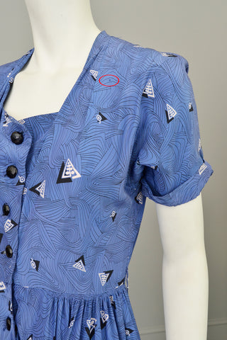 1940s R & K Original Retro Novelty Print Dress 'As Is'