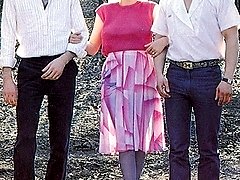 Retro lady in a threesome