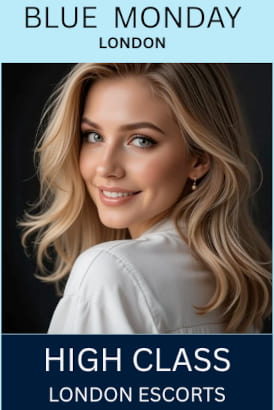 Pretty blonde woman looking over shoulder and smiling