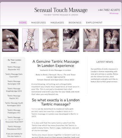 Hoempage screenshot of Sensual Touch escorts agency